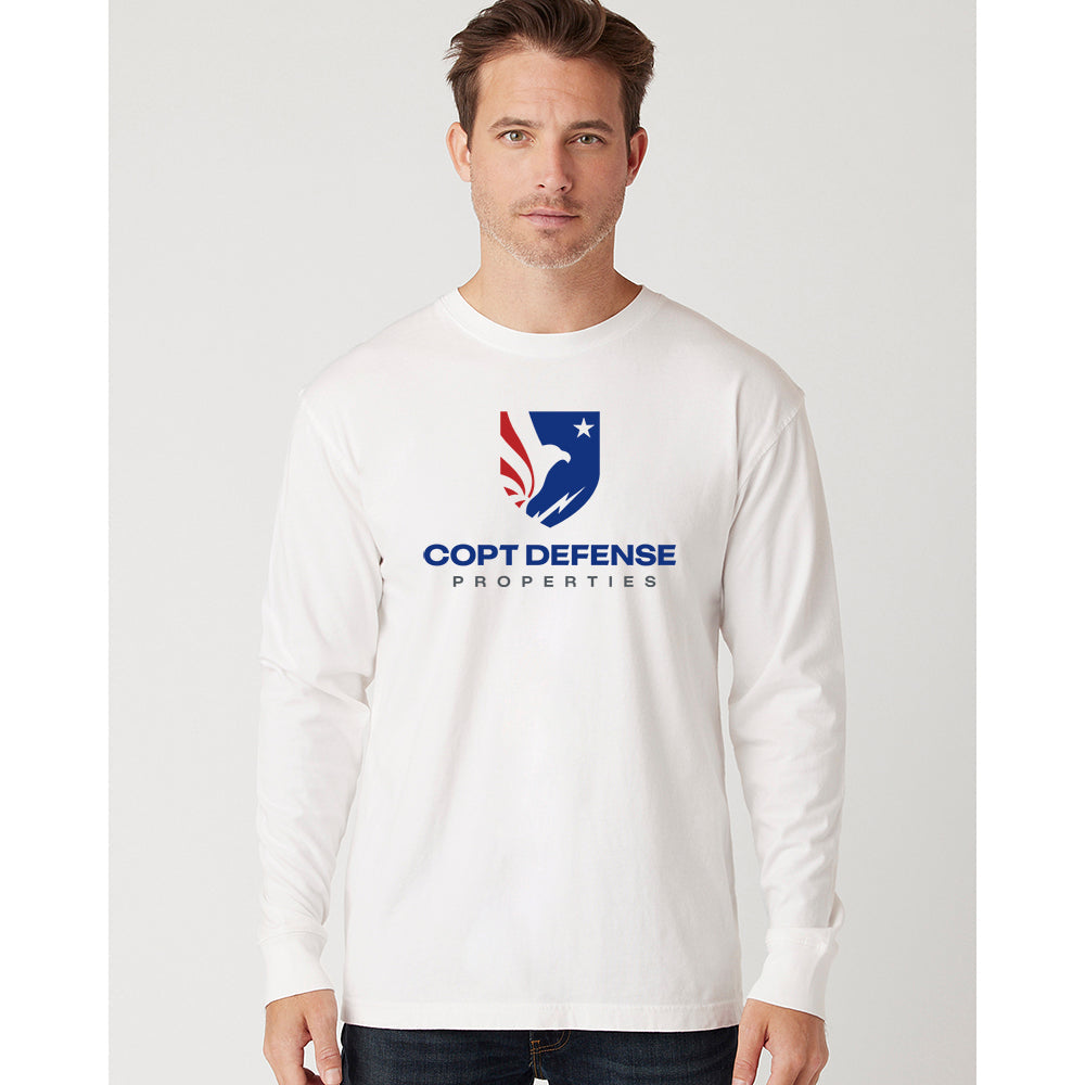 CDP Cotton Heritage garment Dyed Unisex Long Sleeve Tee (White)