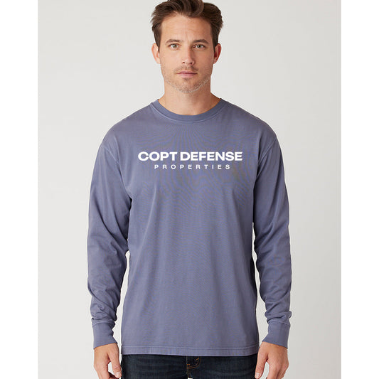 CDP Cotton Heritage garment Dyed Unisex Long Sleeve Tee (Blue Horizon)